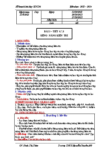 Giáo án Giáo dục Công dân 6 - Bài 3: Siêng năng kiêm trì - Năm học 2024-2025 - Đinh Thị Thảo