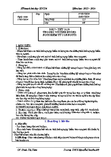 Giáo án Giáo dục Công dân 6 - Bài 7: Ứng phó với tình huống nguy hiểm từ con người - Năm học 2024-2025 - Đinh Thị Thảo