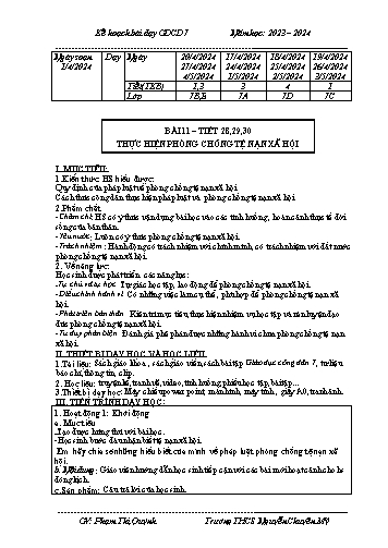 Giáo án Giáo dục công dân 7 - Tuần 28+19+30 - Năm học 2023-2024 - Phạm Thị Quỳnh