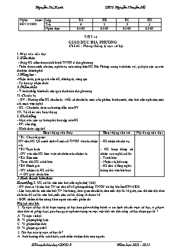 Giáo án giáo dục công dân 8 - Chủ đề : Phòng chống tệ nạn xã hội - Năm học 2022-2023 - Nguyễn Thị Hạnh