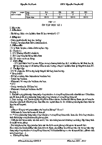 Giáo án giáo dục công dân 8 - Ôn tập học kì I - Năm học 2022-2023 - Nguyễn Thị Hạnh
