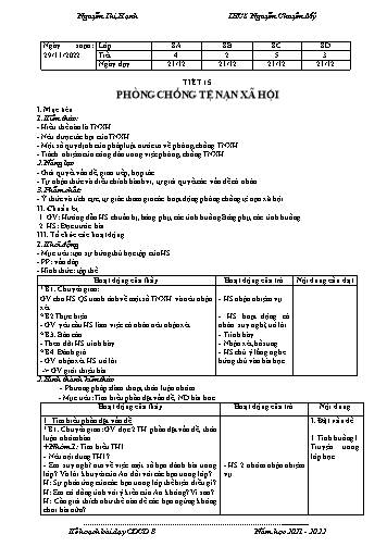 Giáo án giáo dục công dân 8 - Phòng chống tệ nạn xã hội - Năm học 2022-2023 - Nguyễn Thị Hạnh