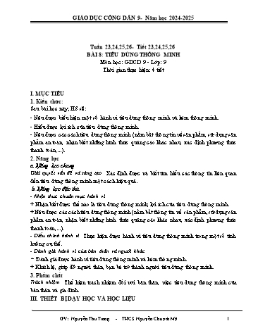 Giáo án Giáo dục Công dân 9 - Tuần 23 đến tuần 26 - Năm học 2024-2025 - Nguyễn Thu Trang