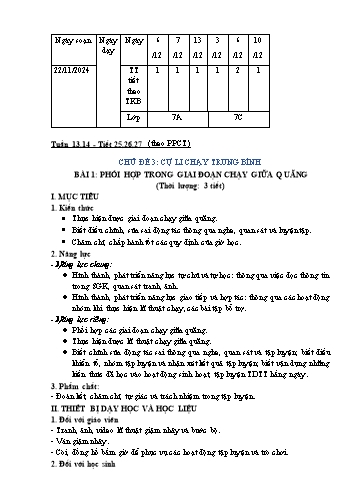 Giáo án Giáo dục thể chất 7 - Tuần 13+14 - Chủ đề 3: Cự li chạy trung bình