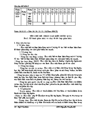 Giáo án Giáo dục thể chất 8 - Tuần 10+11+12