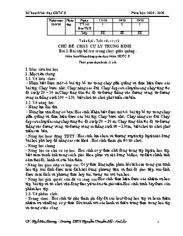 Giáo án Giáo dục thể chất 8 - Tuần 5+6 - Năm học 2024-2025