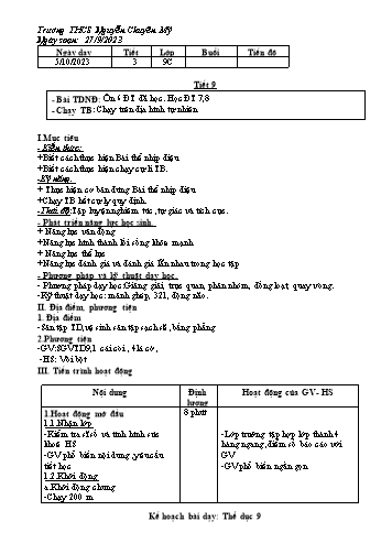 Giáo án Giáo dục thể chất 9 - Tiết 9 - Năm học 2023-2024 - Trường THCS Nguyễn Chuyên Mỹ