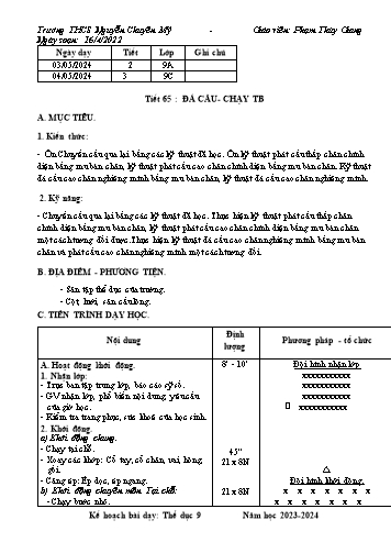 Giáo án Giáo dục thể chất 9 - Tuần 33 - Năm học 2021-2022- Phạm Thùy Giang